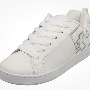 DC Shoes Court Graffik  Skate Sneakers in White Silver